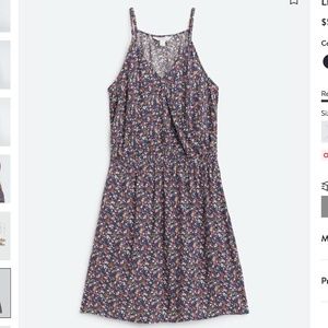 Market & Spruce Navy Floral Surplice Dress, Size M